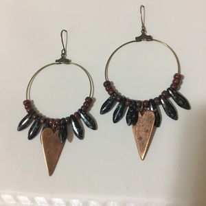 Handmade copper and stone earrings